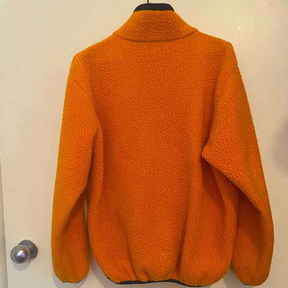 Vintage 90s LL Bean Orange Fleece Jacket with Navy Trimming - Picture 2 of 2